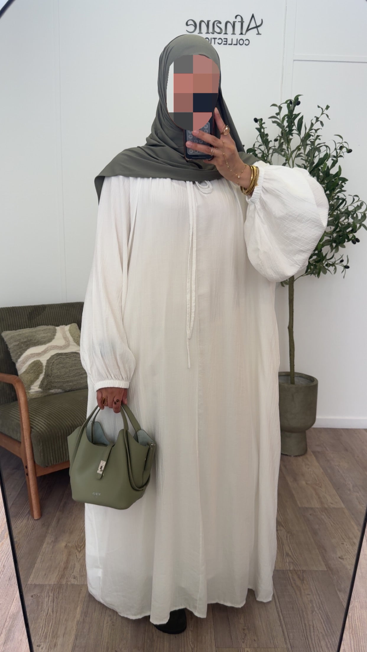 Abaya en viscose manches ballon-3