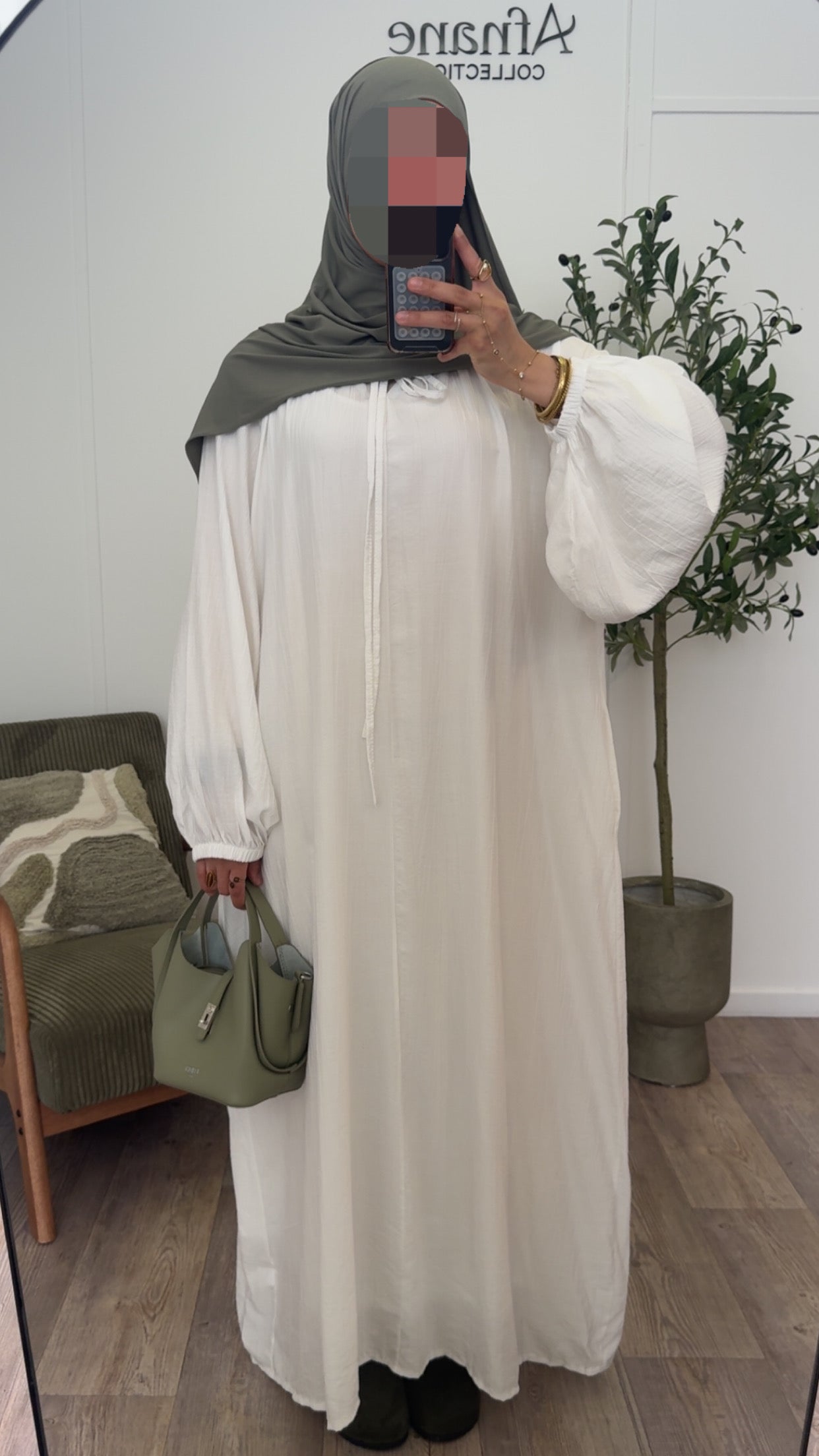 Abaya en viscose manches ballon-4