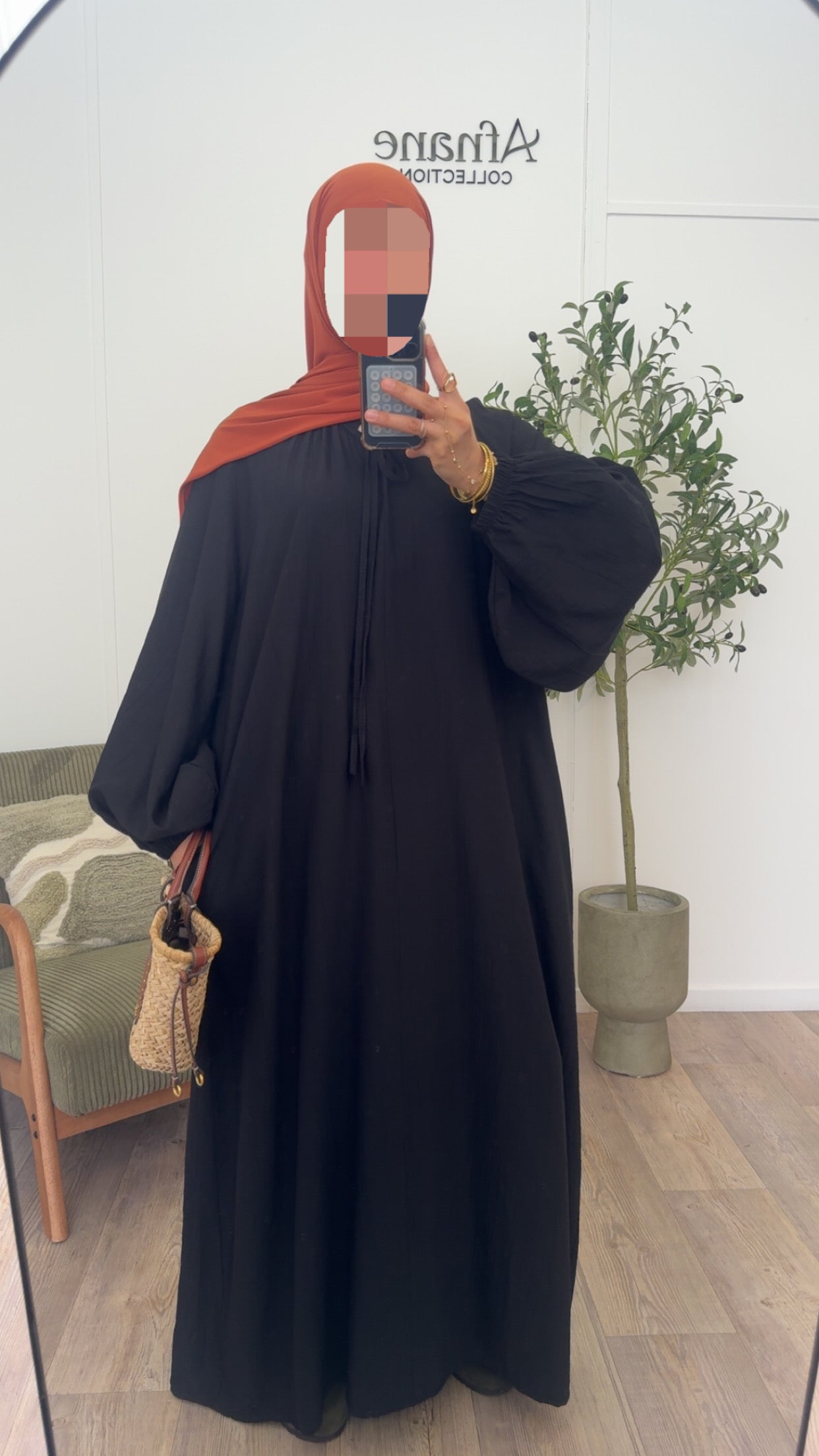 Abaya en viscose manches ballon